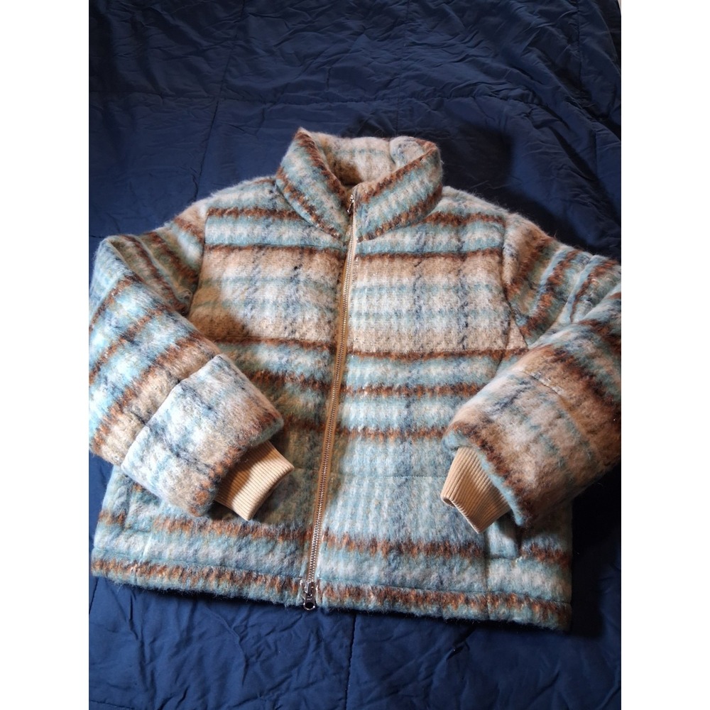 Anthropologie Plaid Wool Blend‎ Bomber Jacket Petites Womens MP NWT Retail $200